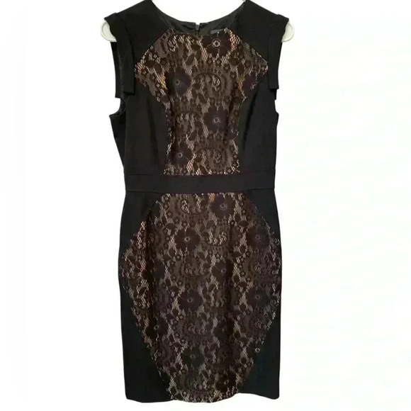 Adrianna Papell Dresses & Skirts - Adrianna Papell Sheath Dress Women’s Size 8 Black Lace Sleeveless Zipper Back
